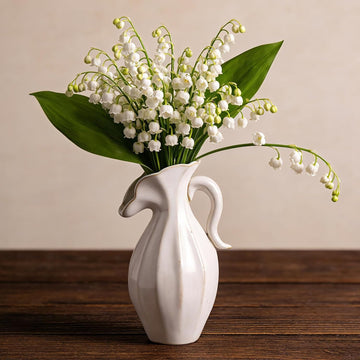 Cream White Reactive Glaze Ceramic Pitcher Vase – Vintage Flower Pitcher