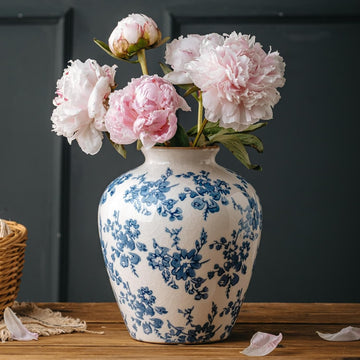 Vintage Chinoiserie Blue and White Vase