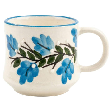 Handmade Floral Ceramic Mug – 7 oz Vintage Flower Vine Coffee Cup
