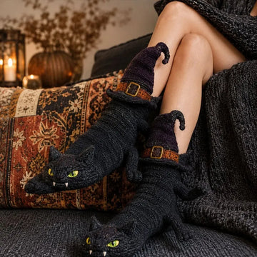 Witch’s Black Cat Slipper Socks