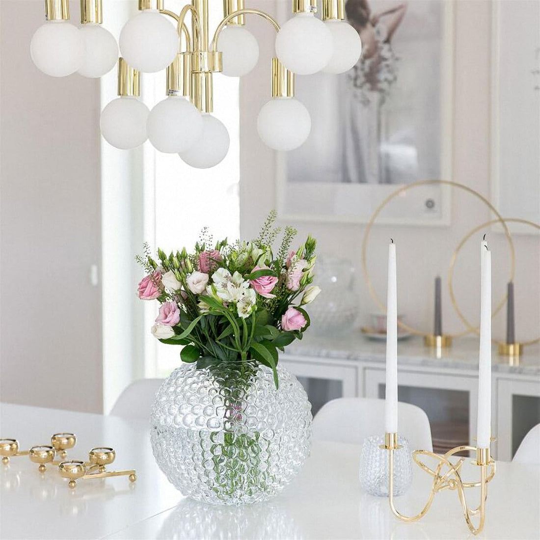 Hand-Blown Ribbed Glass Vase