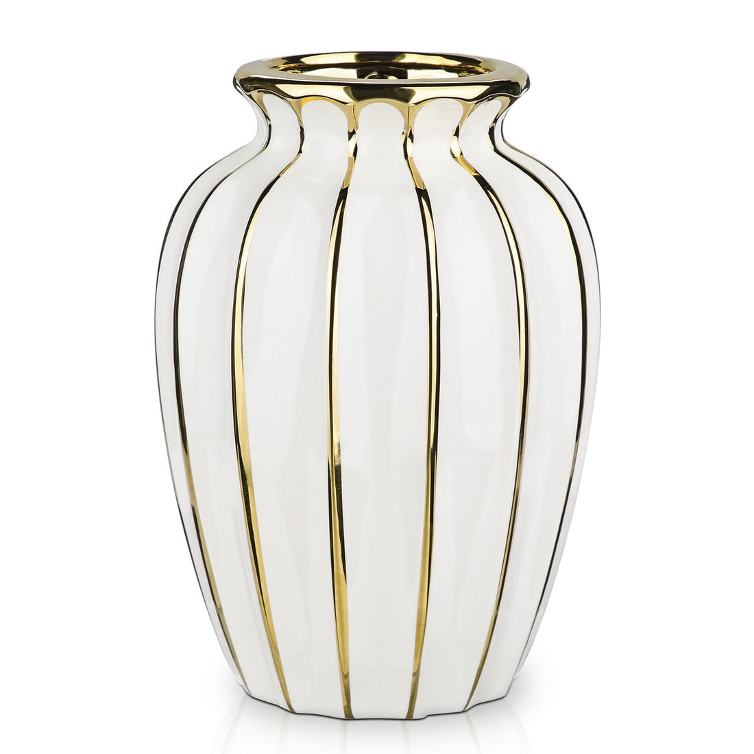 White & Gold Ceramic Vase