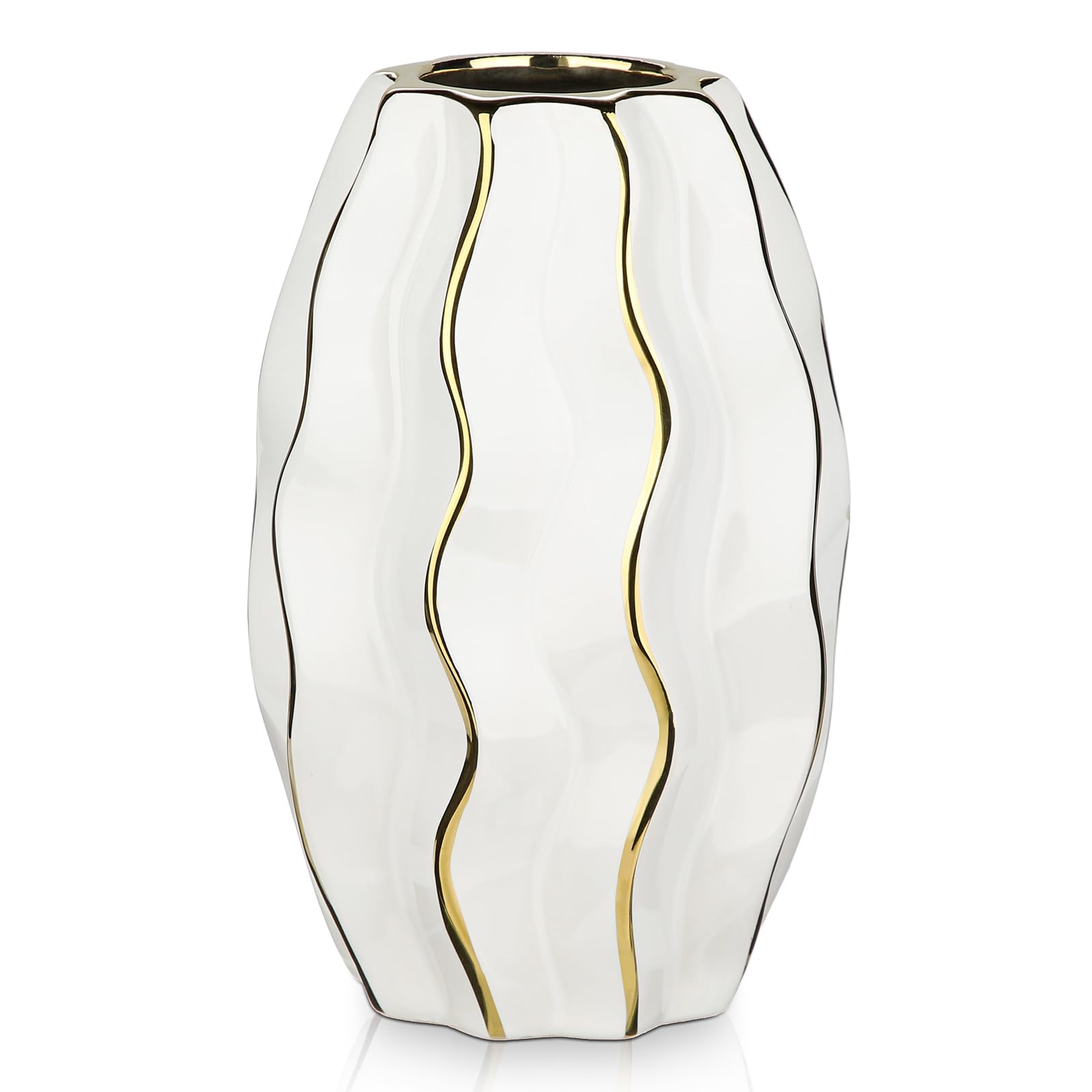 White & Gold Ceramic Vase
