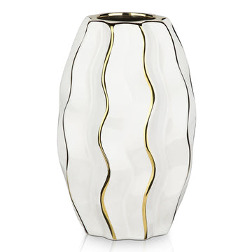 White & Gold Ceramic Vase
