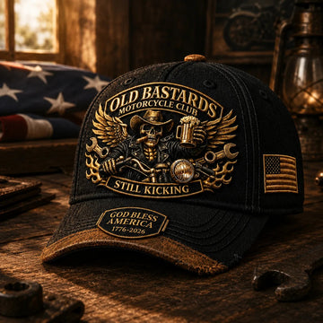 Old Bastards Motorcycle Club – God Bless America “Still Kicking” Cap
