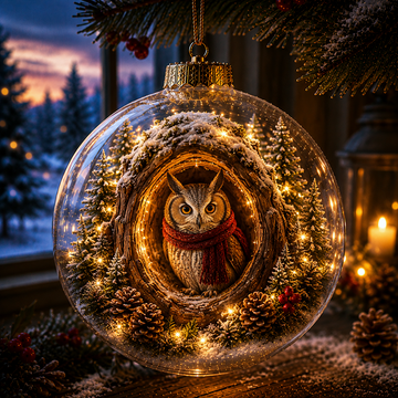 Animal Series Glowing Christmas Ornament – Light-Up Mini Winter Animal Scene