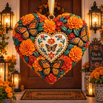 Día de Muertos Marigold Heart Ornament