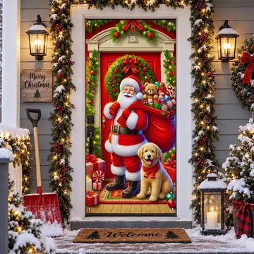 Christmas Door Cover – Festive Holiday Party Decoration & Door Curtain