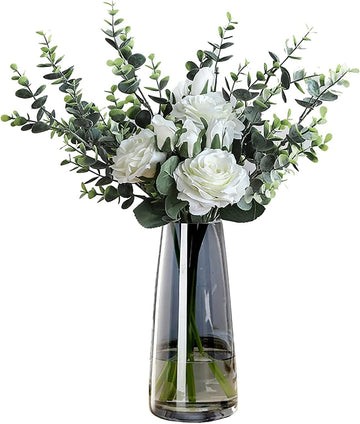 Modern Crystal Clear Glass Vase – Minimalist Straight Barrel & Round Body