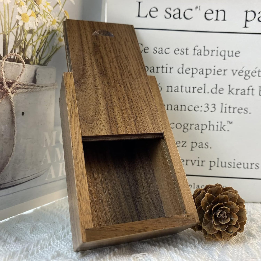 Small Wood Gift Box with Sliding Magnetic Lid – Tiny Walnut Keepsake Box