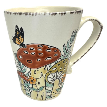 Hand-Painted Vintage Mushroom Ceramic Mug – 17 oz Coffee Cup