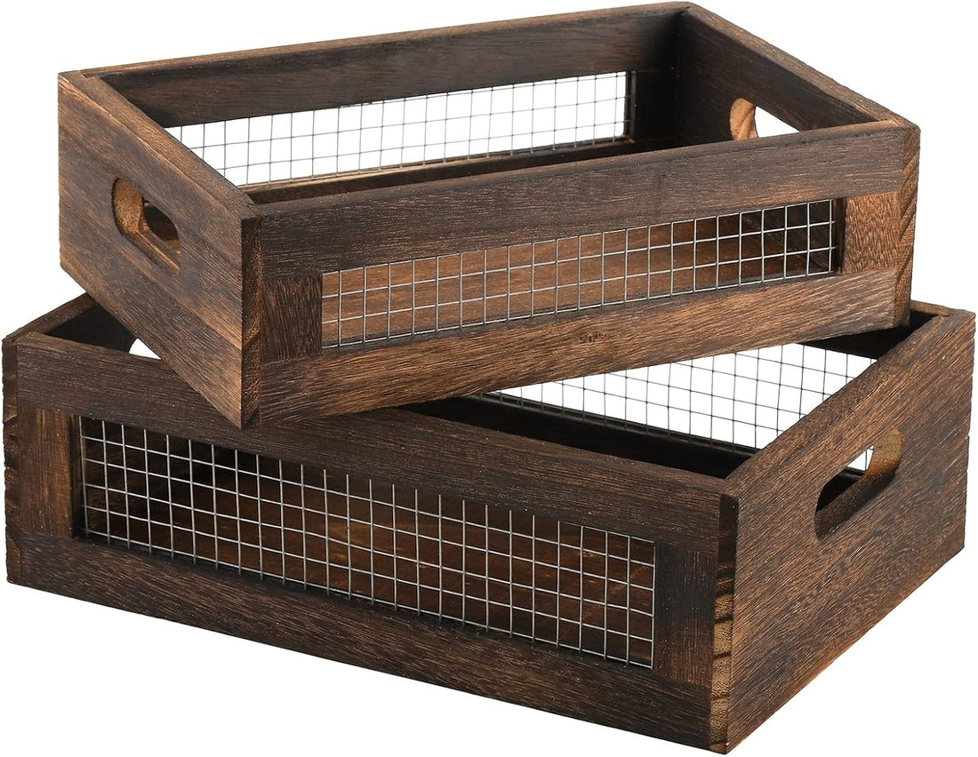 Rustic Wooden Nesting Boxes Set of 2