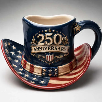 America 250th Anniversary Patriotic Cowboy Hat Mug
