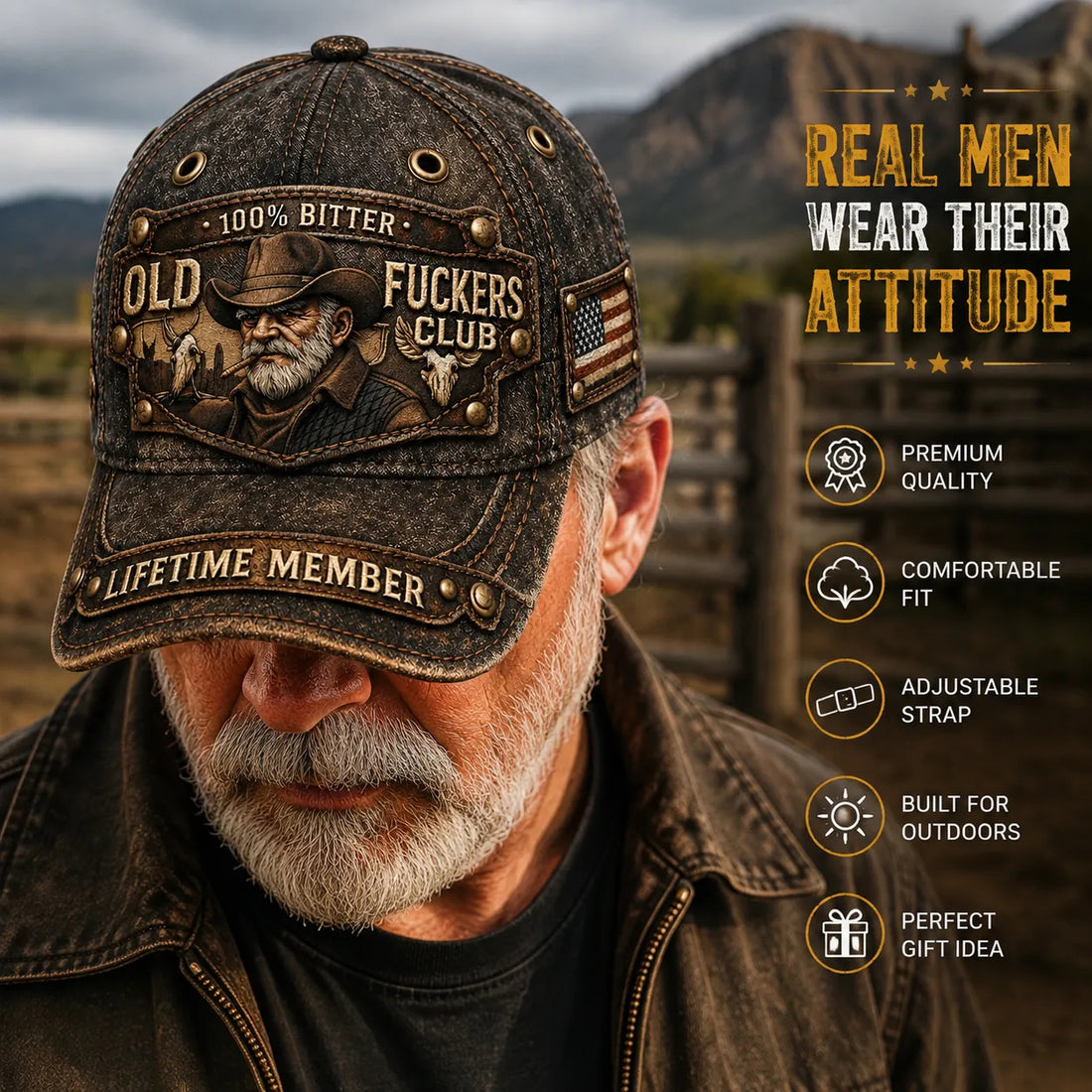 100% Bitter Old F**kers Club Printed Cap
