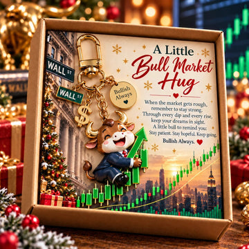 A Little Bull Market Hug – Inspirational Bull Keychain Gift Set