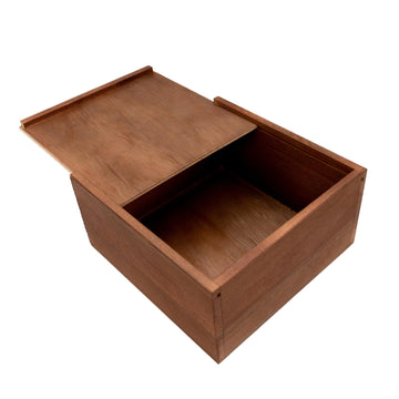 Large Solid Wood Slide-Top Storage Box – 8x8x4 Inch Wooden Keepsake Chest