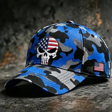 Patriotic Skull Camo Cap