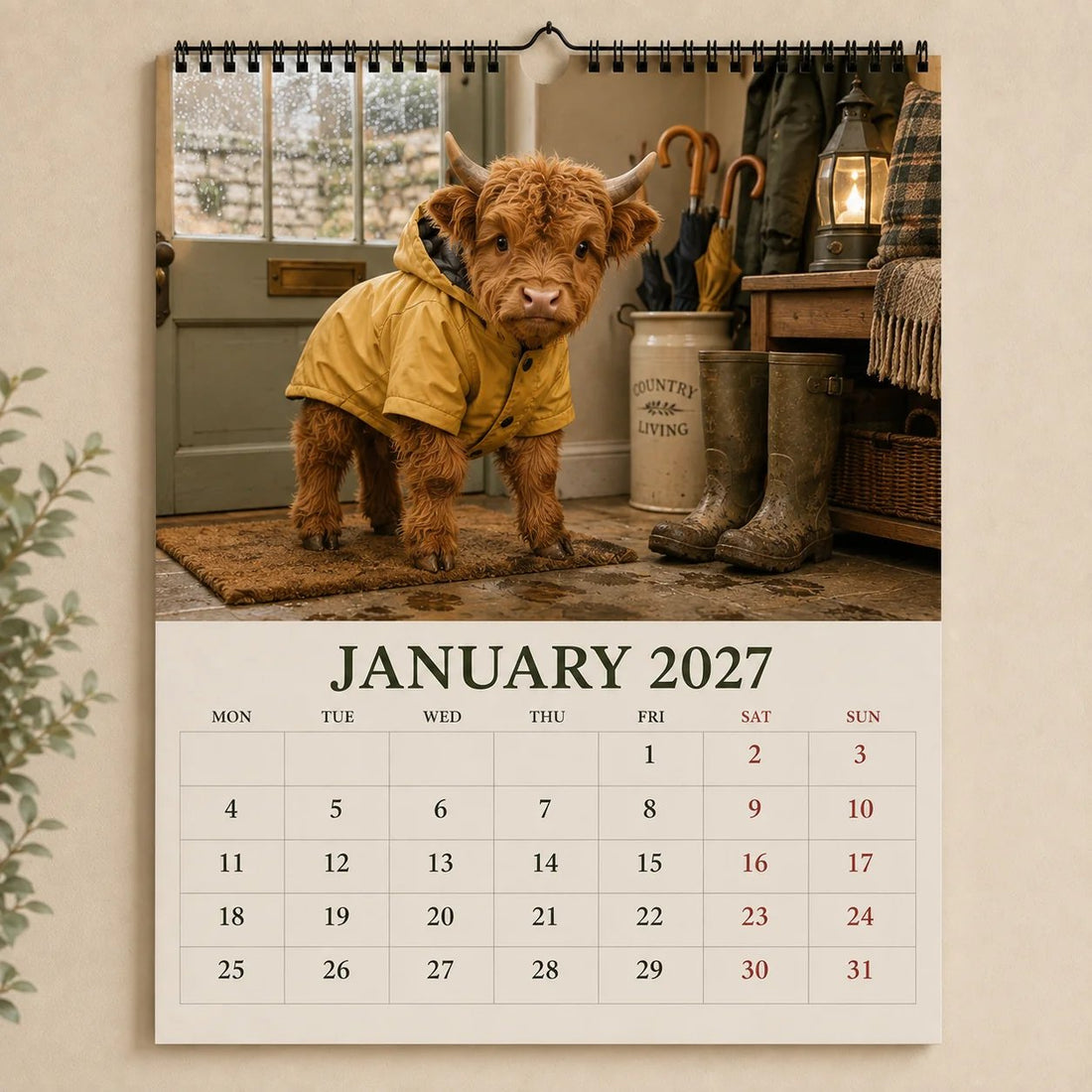 2027 Highland Cows Seasons Calendar