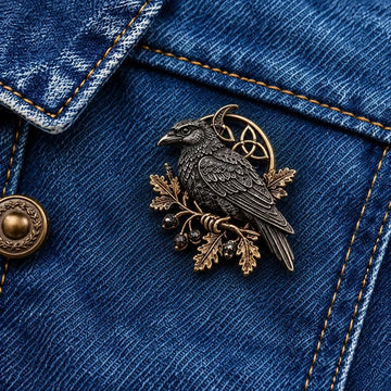 Gothic Celtic Raven Brooch