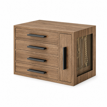 Wooden Jewelry Box for Women with Transparent Window