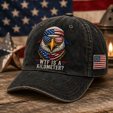 WTF Is A Kilometer? Patriotic Eagle Vintage Baseball Cap