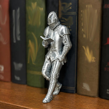 Medieval Knight Reading Bookshelf Decor