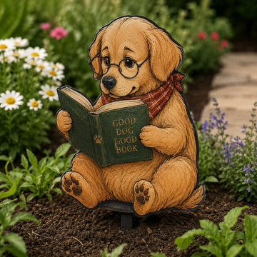 Animal Reading Garden Stake