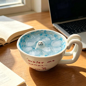 Cute 3D Swimming Seal Coffee Mug – Handmade Ceramic Ocean-Themed Novelty Cup