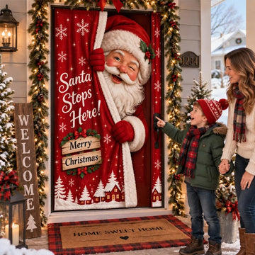 Santa Christmas Door Curtain Holiday Welcome