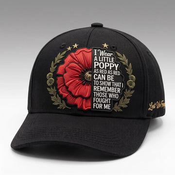 "Lest We Forget" Remembrance Poppy Baseball Cap