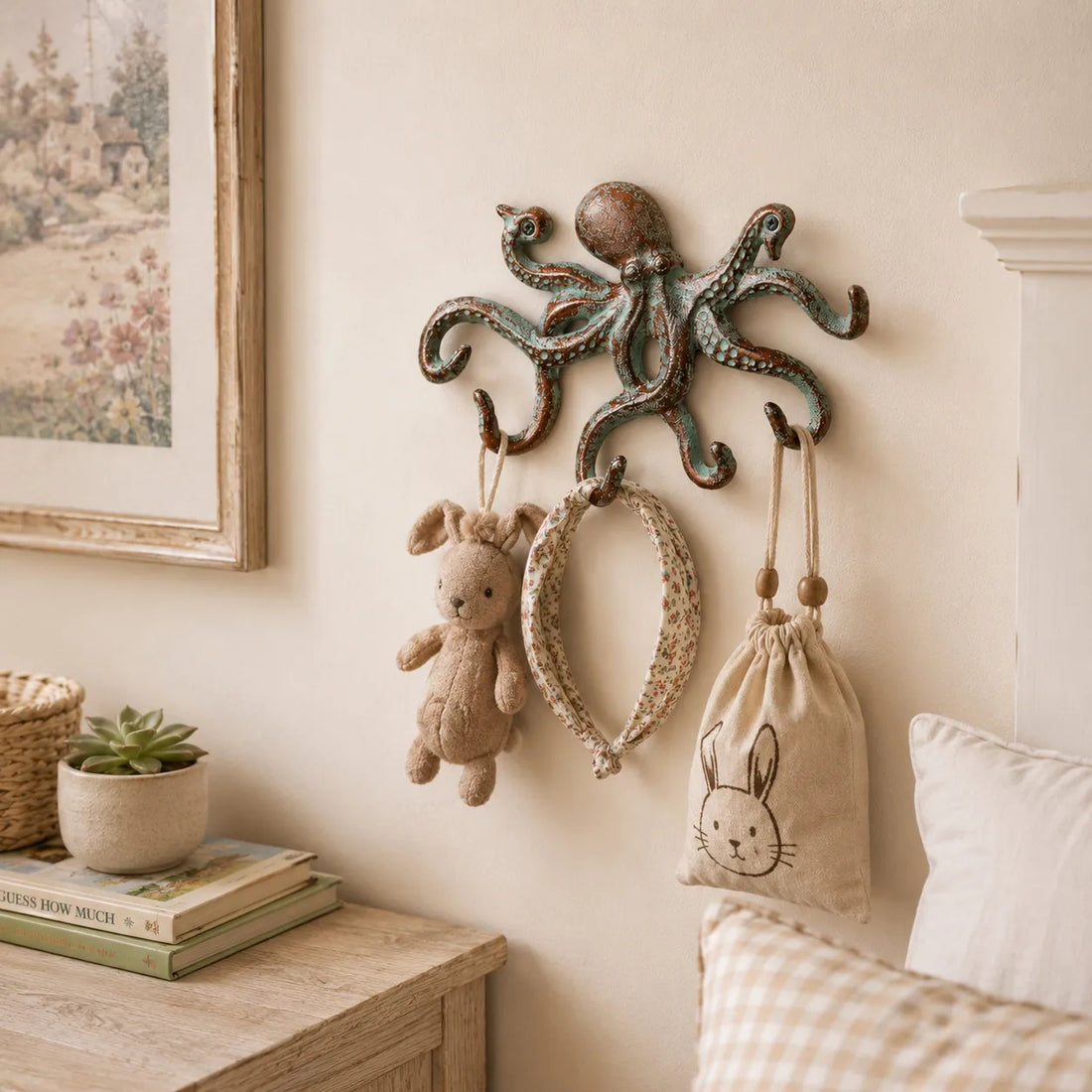 Vintage Octopus Wall Hook – Rustic Coastal Storage