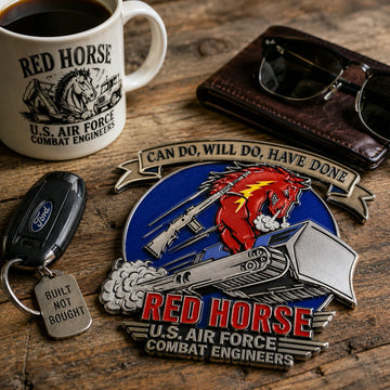 U.S. Air Force Red Horse Combat Engineers Car Emblem Metal Badge