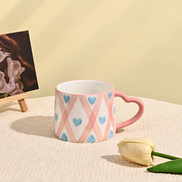 Heart-Shaped Handle Ceramic Espresso Cup – 8.5 oz Cute Mug Creative Tea