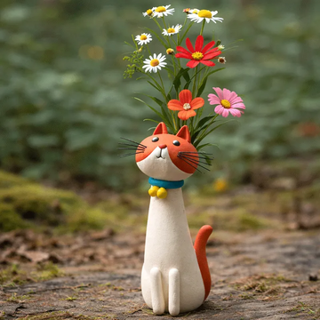 Handmade Clay Funny Cat Vase