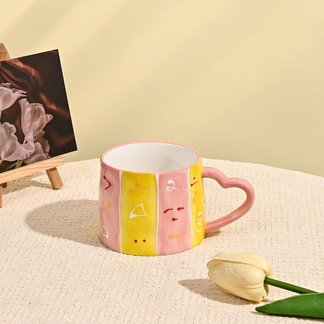 Heart-Shaped Handle Ceramic Espresso Cup – 8.5 oz Cute Mug Creative Tea