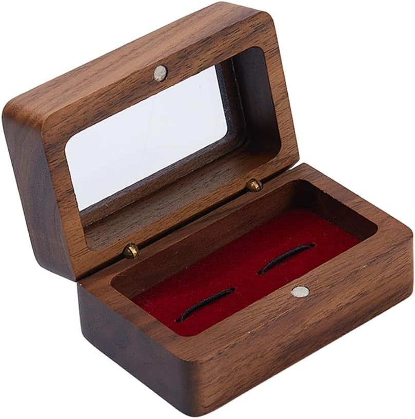 Wooden Cufflinks Box with Window – Small Cufflink Display Case