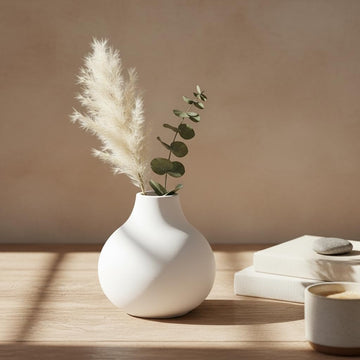 White Round Vase – Minimalist Nordic Mid Century Modern Home Decor