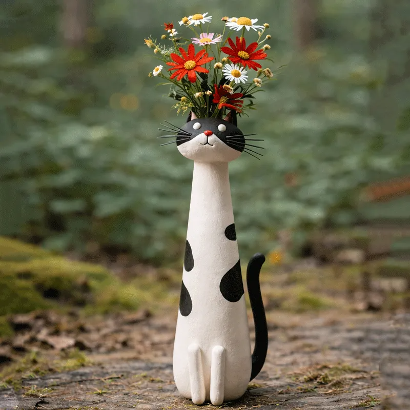 Handmade Clay Funny Cat Vase