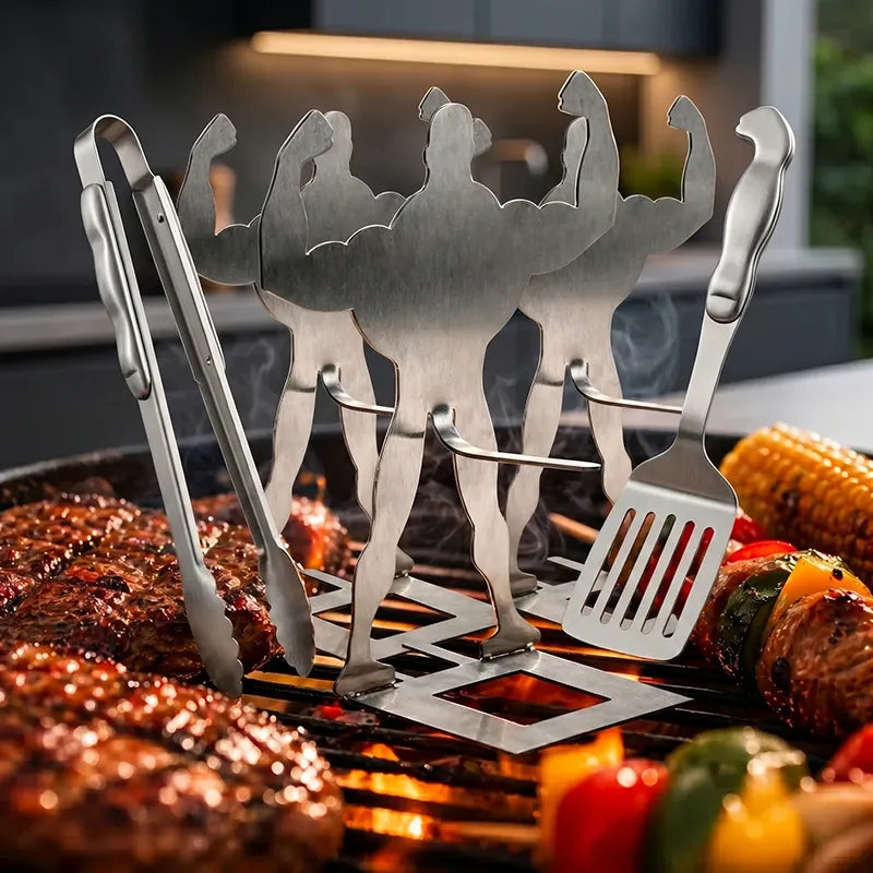 3 PCS Muscular Male-Shaped Stainless Steel Hot Dog