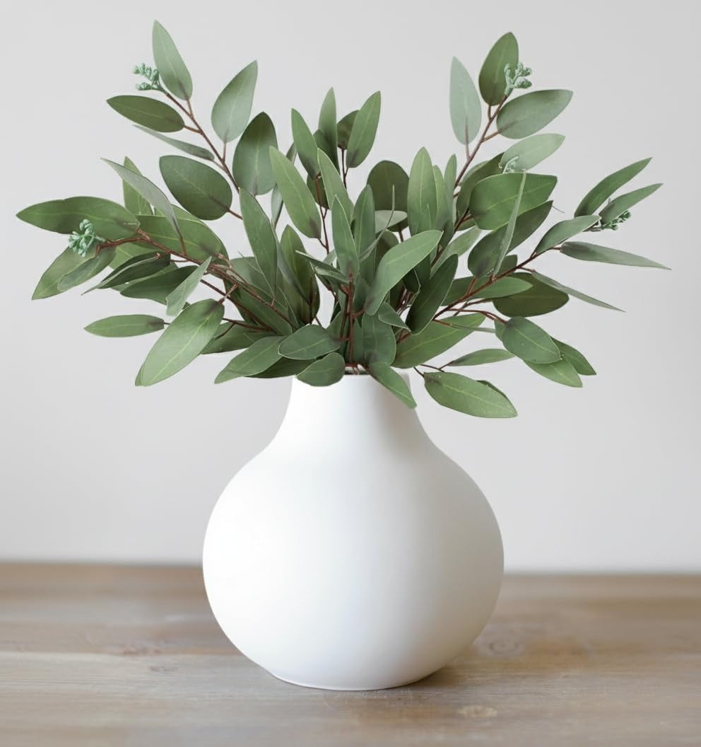 White Round Vase – Minimalist Nordic Mid Century Modern Home Decor