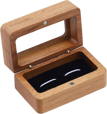 Wooden Cufflinks Box with Window – Small Cufflink Display Case