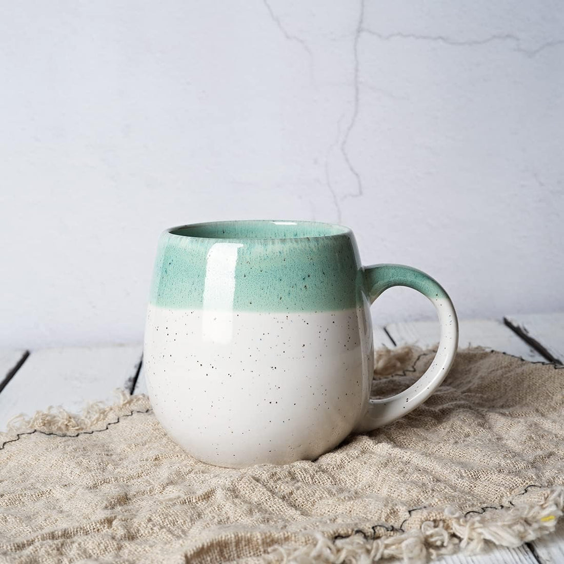 Large Egg-Shaped Ceramic Coffee Mug – Reactive Glaze Round Big Tea Cup