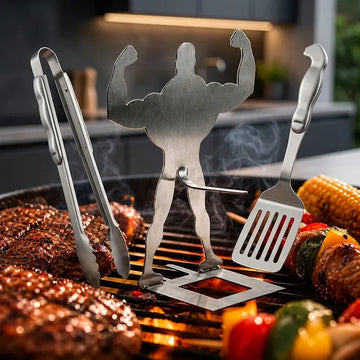 3 PCS Muscular Male-Shaped Stainless Steel Hot Dog