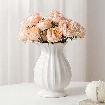 White Ceramic Flower Vase – 7.8 Inch Modern Decorative Vase