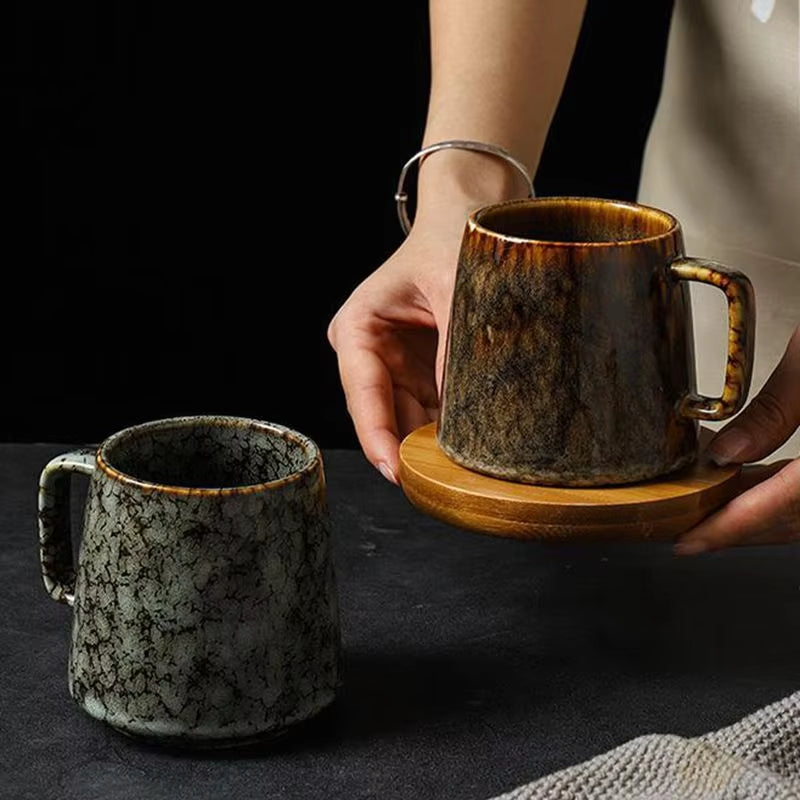 Wabi-Sabi Couple Mugs Ash-Glazed Tea Set