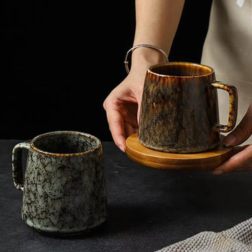Wabi-Sabi Couple Mugs Ash-Glazed Tea Set