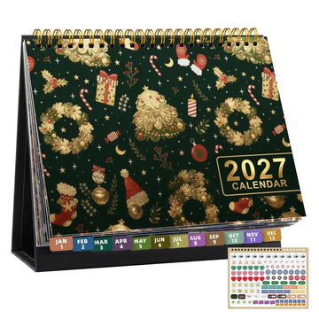 2027 Desk Calendar & Habit Tracker – Artistic Oil Painting Monthly Planner for Work & Study