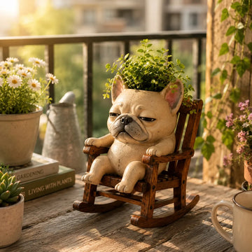 Grumpy Rocking Frenchie Flowerpot