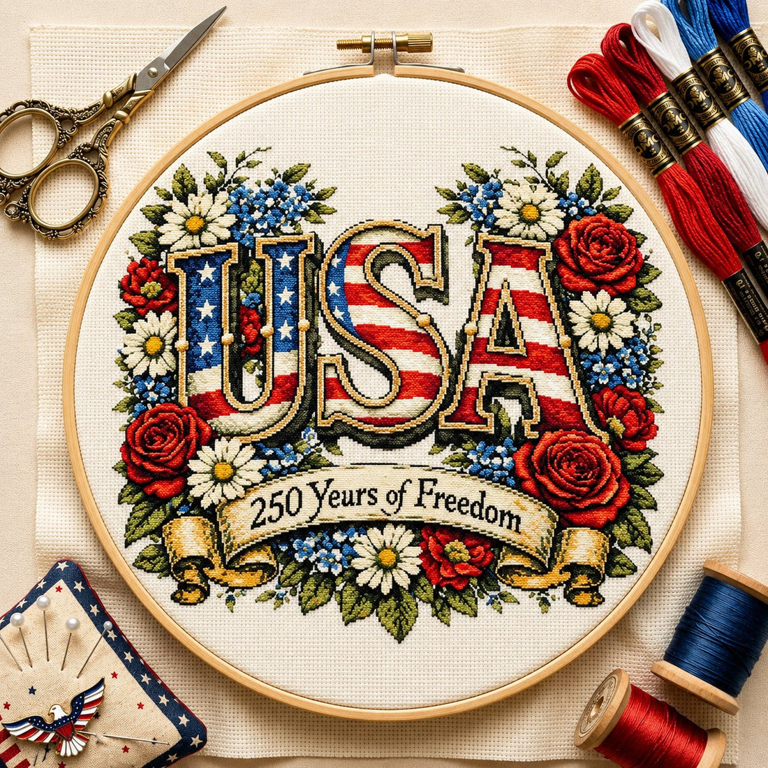 America 250 Years Cross Stitch Kit
