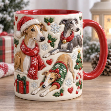 Greyhound Christmas 3D Effect Printed Accent Mug